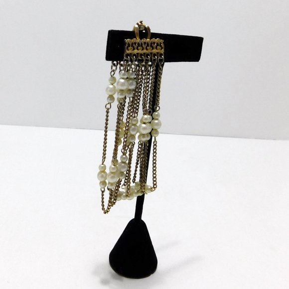 Beaded Faux Pearl 6 Strand Bracelet 7 5/8" Long - Picture 4 of 7